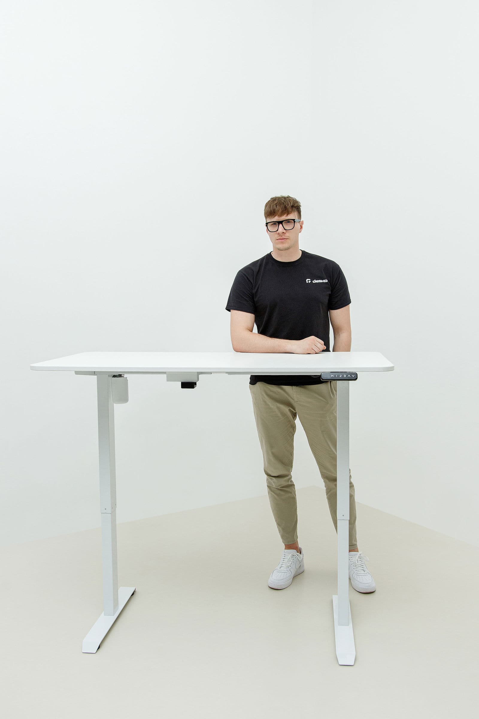 The finished Desko standing desk at standing height
